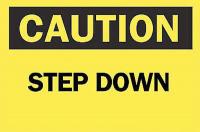 5N586 Caution Sign, 10 x 14In, BK/YEL, Step DN