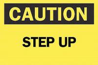 5N588 Caution Sign, 10 x 14In, BK/YEL, Step Up