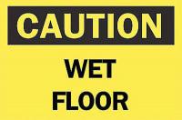 5N594 Caution Sign, 7 x 10In, BK/YEL, Wet FL, ENG