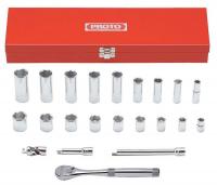 5NAV9 Socket Set, 3/8Dr, 6 Pt Std/Deep, SAE, 22 Pc