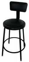 5NWH4 Round Stool w/ Backrest, Black, 24 to 33"
