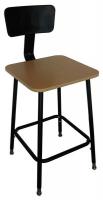5NWH6 Square Stool w/Backrest, Wood, 18 to 26&quot;