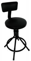 5NWH8 Round Stool w/ Backrest, Black, 24 to 28&quot;