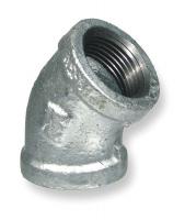 5P834 Elbow, 45 Deg, 3/4 In, NPT, Malleable Iron