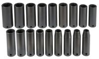 5PZN4 Univ Impact Socket Set, 1/2Dr, Metric, 18Pc