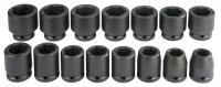 5PZN8 Univ Impact Socket Set, 3/4 Dr, SAE, 15 Pc