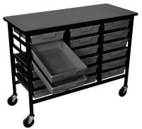 5RCU7 Mobile Bin Cart, 18 Tray Cap, Gray Tray