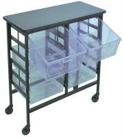 5RCV0 Mobile Bin Cart, 6 Tray Cap, Clr Trays