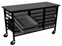 5RCV5 Mobile Bin Cart, 18 Tray Cap, Gray Tray