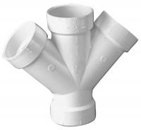 5REC6 Double Reducing Wye, 3x3x2x2 In, Hub, PVC