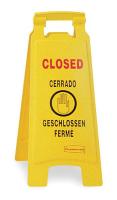 5T514 Floor Sign, Closed, Multilingual, Brght Ylw