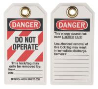 5T825 Danger Tag, 5-1/2 x 3 In, Hd Polyest, PK25