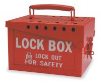 5TA77 Group Lockout Box, 13 Locks Max, Red