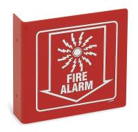 5TB37 Fire Alarm Sign, 8 x 8In, WHT/R, Fire ALM