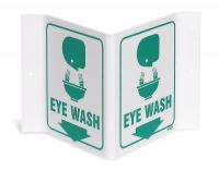 5TB44 Eye Wash Sign, 6 x 9In, GRN/WHT, Eye Wash