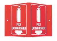 5TB46 Fire Extinguisher Sign, 6 x 9In, WHT/R, ENG