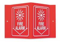 5TB47 Fire Alarm Sign, 6 x 9In, WHT/R, Fire ALM