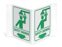 5TB49 Safety Shower Sign, 6 x 9In, GRN/WHT, ENG