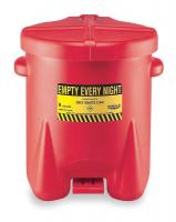 5U738 Oily Waste Can, 14 Gal., Poly, Red
