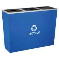 5UJE9 3-Sct Recycle, 54 gal, Blu, Slvr Trim, Liner