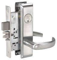 4ECN9 Mortise Lockset, Lever, Curved Lever, Grd 1