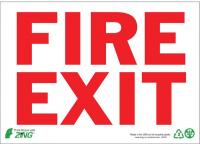 12R151 Fire Exit Sign, 7 x 10In, R/WHT, Fire Exit