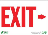 6UYP5 Exit Sign, 10 x 14In, R/WHT, Recycled AL