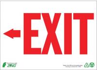 12R154 Exit Sign, 7 x 10In, R/WHT, Recycled AL, ENG