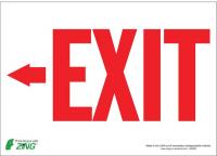 5VUR5 Exit Sign, 10 x 14In, R/WHT, Exit, ENG, SURF