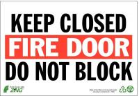 5VUR6 Fire Door Sign, 7 x 10In, R and BK/WHT, ENG