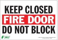 5VUR7 Fire Door Sign, 7 x 10In, R and BK/WHT, ENG