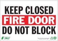 12R155 Fire Door Sign, 7 x 10In, R and BK/WHT, ENG