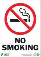 12R157 No Smoking Sign, 7 x 10In, R and BK/WHT