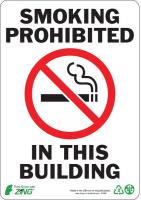 5VUT8 No Smoking Sign, 10 x 7In, R and BK/WHT