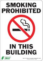5VUT9 No Smoking Sign, 10 x 7In, R and BK/WHT