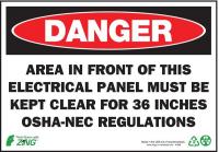 5VUV0 Danger Sign, 7 x 10In, R and BK/WHT, ENG