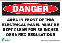 5VUV1 Danger Sign, 7 x 10In, R and BK/WHT, ENG