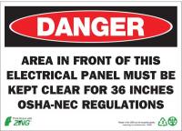 12R161 Danger Sign, 7 x 10In, R and BK/WHT, ENG