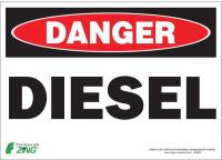 5VUW5 Danger Sign, Diesel, 10 x 14In, Self Adh