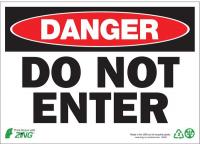 12R165 Danger Sign, 7 x 10In, R and BK/WHT, ENG