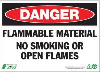12R172 Danger No Smoking Sign, 7 x 10In, ENG, Text
