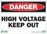 12R176 Danger Sign, 7 x 10In, R and BK/WHT, ENG, HV