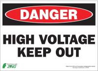 5VXC3 Danger Sign, 10 x 14In, R and BK/WHT, ENG