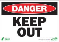 5VXD0 Danger Sign, 10 x 14In, R and BK/WHT, ENG