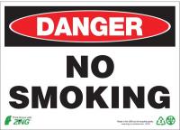 6UYU3 Danger No Smoking Sign, 10 x 14In, ENG