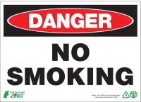 12R181 Danger No Smoking Sign, 7 x 10In, ENG, Text