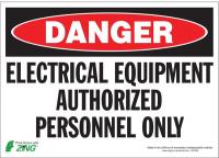 5VXJ7 Danger Sign, 10 x 14In, Elec Eqip Auth Per