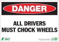 6UYV8 Danger Sign, 10 x 14In, R and BK/WHT, ENG