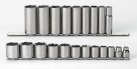 5WHX8 Socket Set, Deep, 3/8 Dr, SAE, 21 Pc