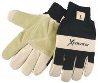 5WUN0 Leather Palm Gloves, Beige, XL, PR